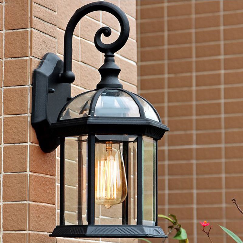 Iluminación de pared de sombra geométrica de vidrio estilo industrial de lámpara de pared de luz simple en negro