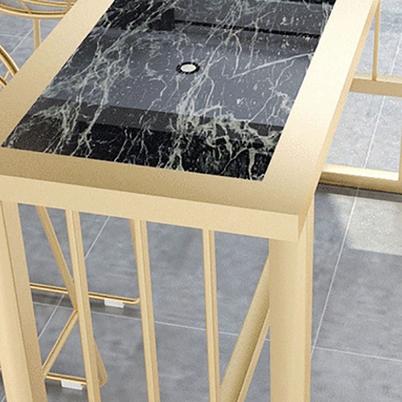 Modern Pub Height Dining Table Faux Marble Top Pub Table for Patio Use