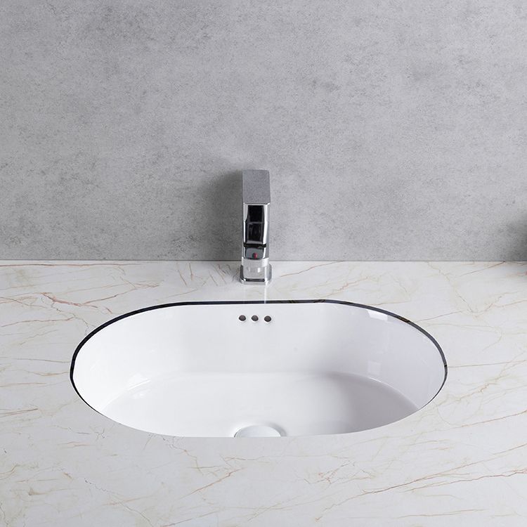 Traditional Undermount Bathroom Sink Porcelain Rectangular with Basin Basin Sink Only