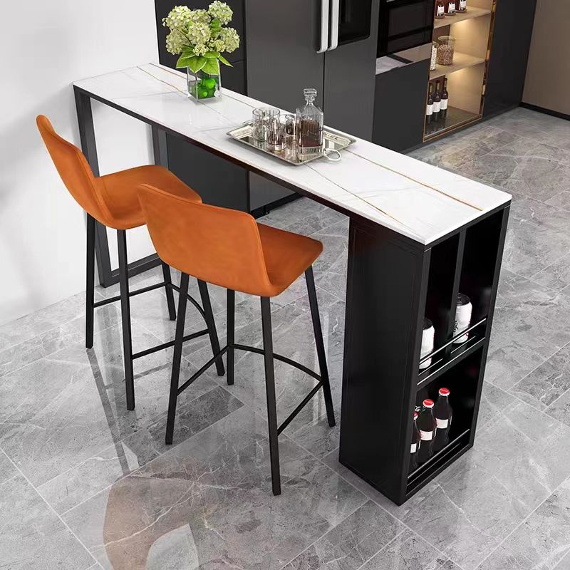 Industrial Metal Bar Stool Faux Leather Indoor Bar Stool with Black Legs