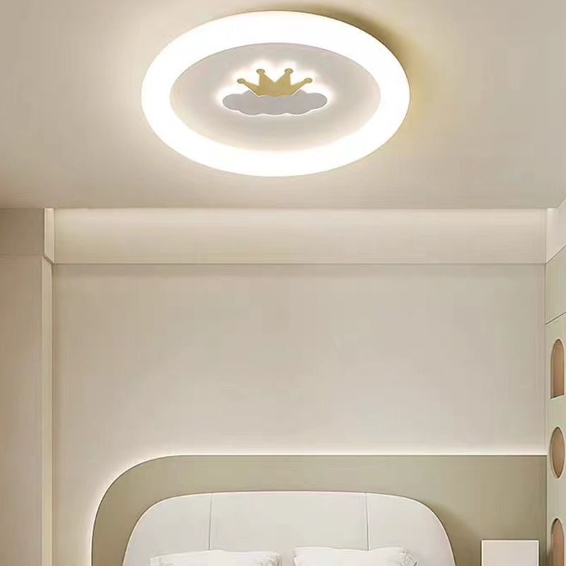 Single White Flush Mount Lighting Unique LED Ceiling Light for Living Room