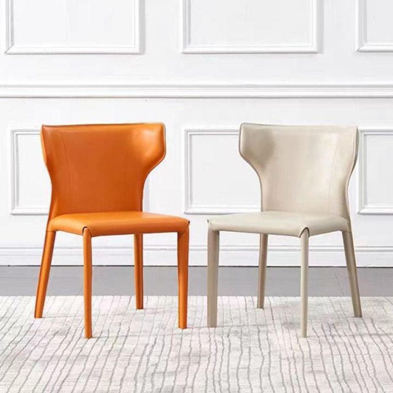 Faux Leather Dining Chair Modern Style Wingback Armless Chair