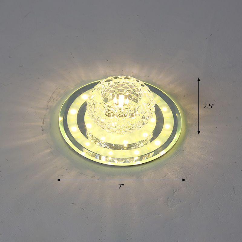 Geometric Passage LED Flush Mount Light Crystal Block Simplicity Flush Mount Ceiling Light in Clear
