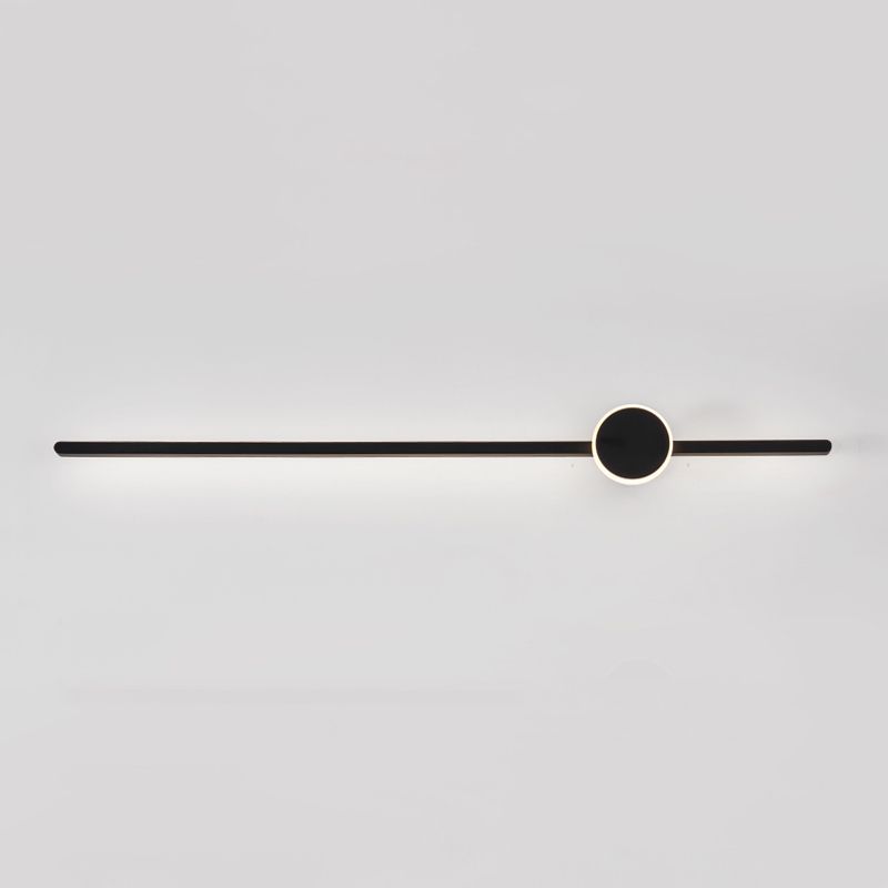 Metal Linear Shape Wall Light Modern Style 2 Lights Wall Mounted Light in Black