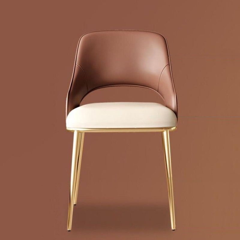 Glam Kitchen Chair Gold Legs Indoor Open Back Dining Arm Chair