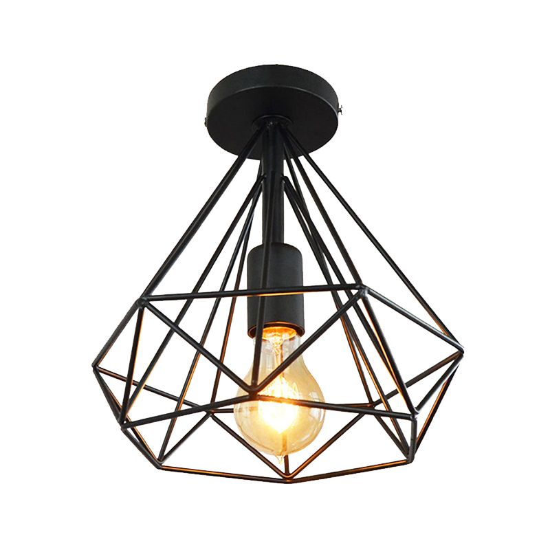 Modern Diamond Flush Light Metal 1-Light Flush Mount Ceiling Light