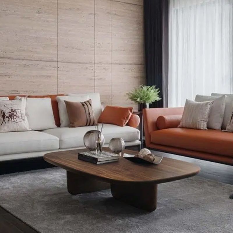 15.75" Tall Scandinavian Coffee Table Wooden Coffee Table in Walnut