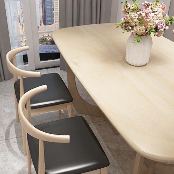 Table moderne en bois de pin pour table à manger de restaurant avec base à double piédestal