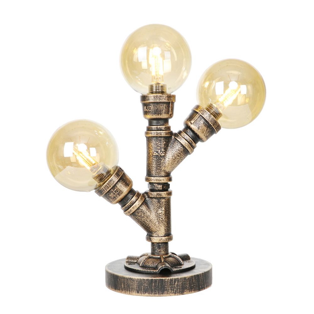 Clear/Amber Glass Antique Bronze Distanne Light Globe 2/3 Light Implesso di attività industriali con base