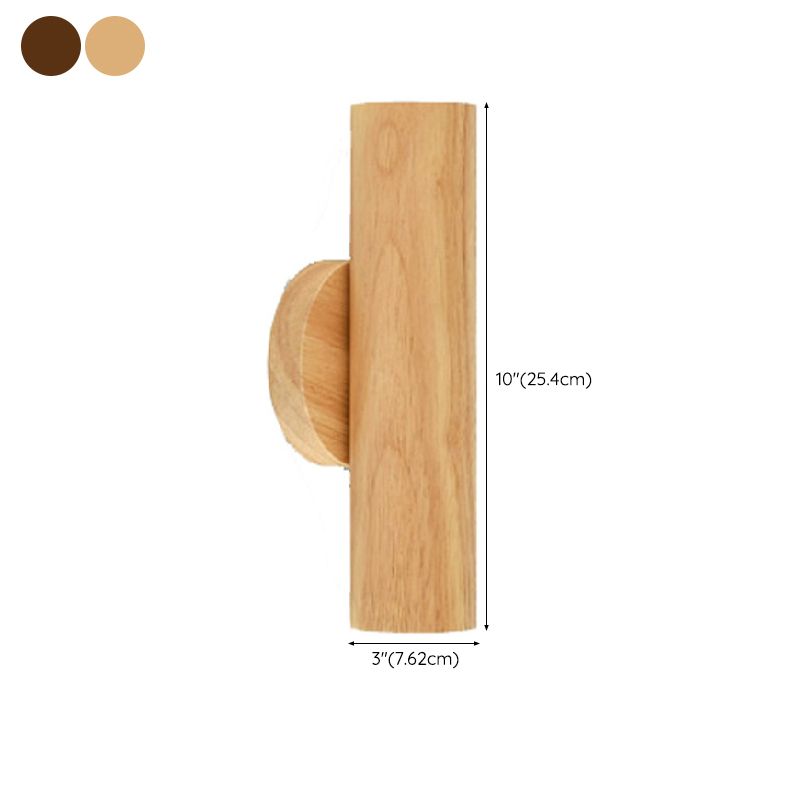 Single Modernism Brown/Beige Wall Mounted Sconce Wooden LED Wall Light