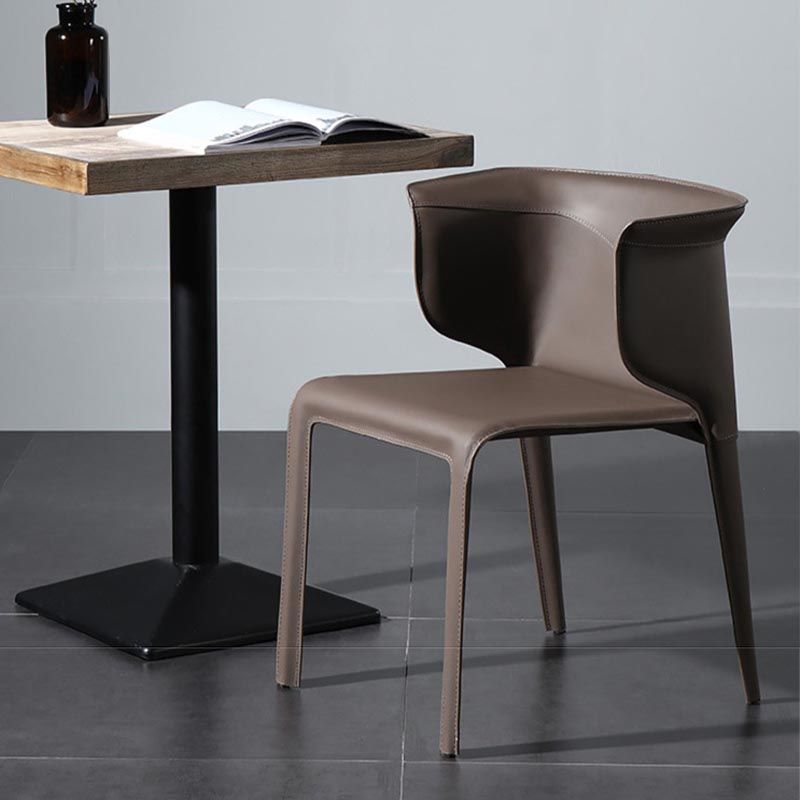 Metal Contemporary Indoor Chair with Leather Legs Matte Finish Side Chair for Dining Room