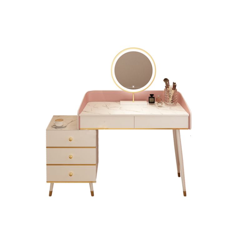 Wood Mirrored Vanity Desk with 5/6 Drawers Luxurious Dressing Table
