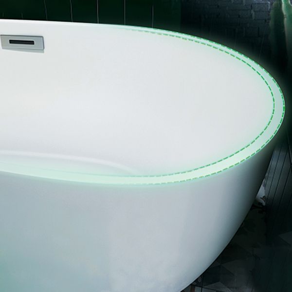 Modern Acrylic Oval Bath Tub for Home White Soaking Tub with Internal Drain
