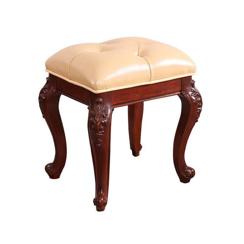 Mid-Century Modern Ottoman Faux Leather Upholstered Tufted Rectangle Ottoman