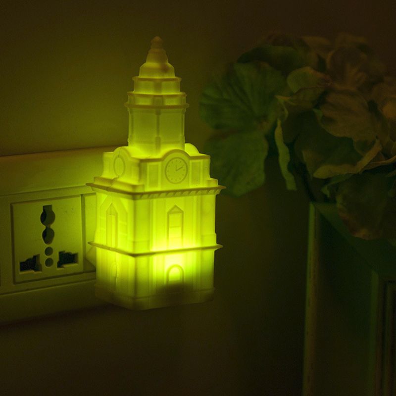 White Castle Plug-in Wall Naightlight Fumettoni Cartoon LED Plastic Night Light for Children Camera