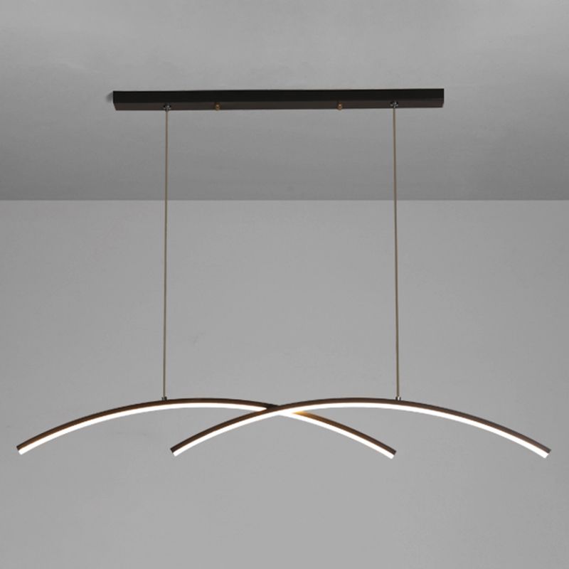 Idées d'éclairage d'île linéaire de style moderne en métal 2 pendentifs îlots légers en or