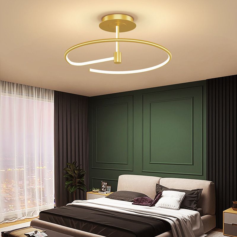 Moderner Stil Wirbel Welle Semi Flush Mount Light Metal 1 Light LED Flush Light