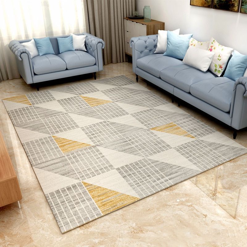 Multi Colored Room Area Rug Modern Colorblock Geometric Carpet Polypropylene Machine Washable Pet Friendly Non-Slip Rug