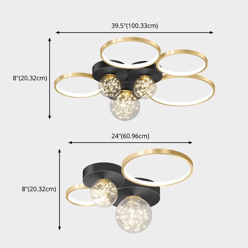 Nieuwe Moderne LED Metalen Flush Licht 1-Licht Zwart Flush Mount Plafond Licht voor Woonkamer