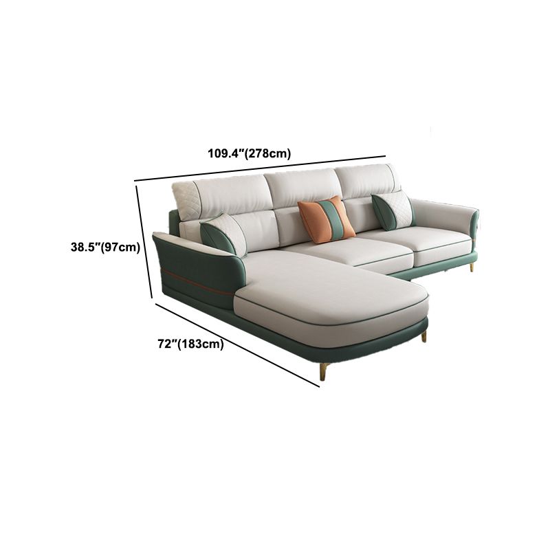 Glam 38.18 " H Faux Leather Flared Arm Sofa & Chaise for Living Room