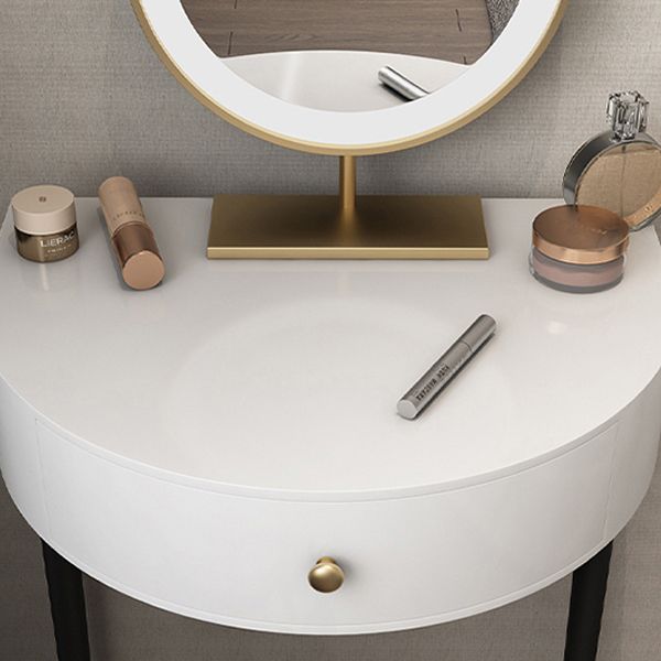 Modern Semicircle Slate Top Table Makeup Vanity with Drawers