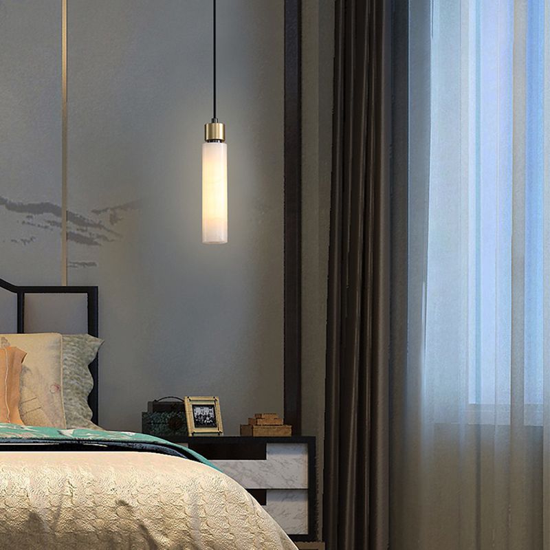 Éclairage de pendentif simple en marbre contemporain pour salle à manger cafée