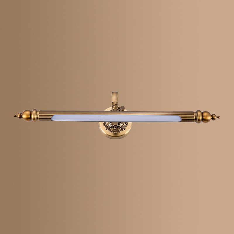 Linear Shade Metal Wall Sconce Modern Style 1-Light Mirror Wall Mount Lighting in Brass