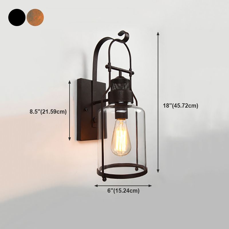Industrial Style Wall Light Glass Shade Light Sconce Light Fixture for Sitting Room