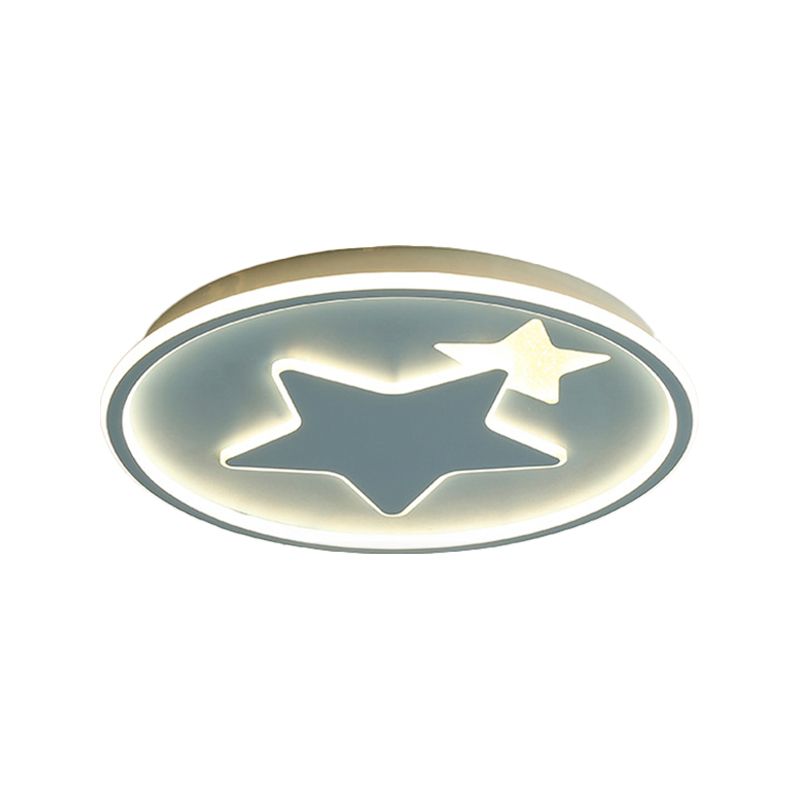 Star Bedroom Ceiling Light Fixture Acrylic LED Cartoon Close to Ceiling Lamp in Black/Pink/Blue