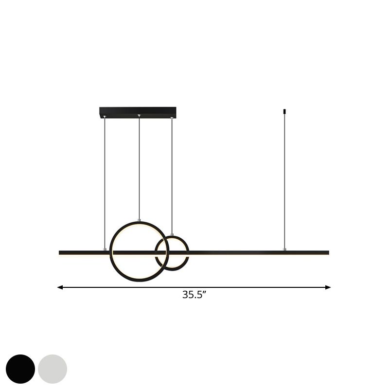 Restauranda a LED Isola Pendant Lampada per isola nera/dorata moderna con cerchio e tonalità metallica lineare in luce calda/bianca