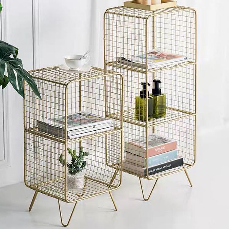 Glam Closed Back Bookcase Metal Standard Bookshelf with Shelves