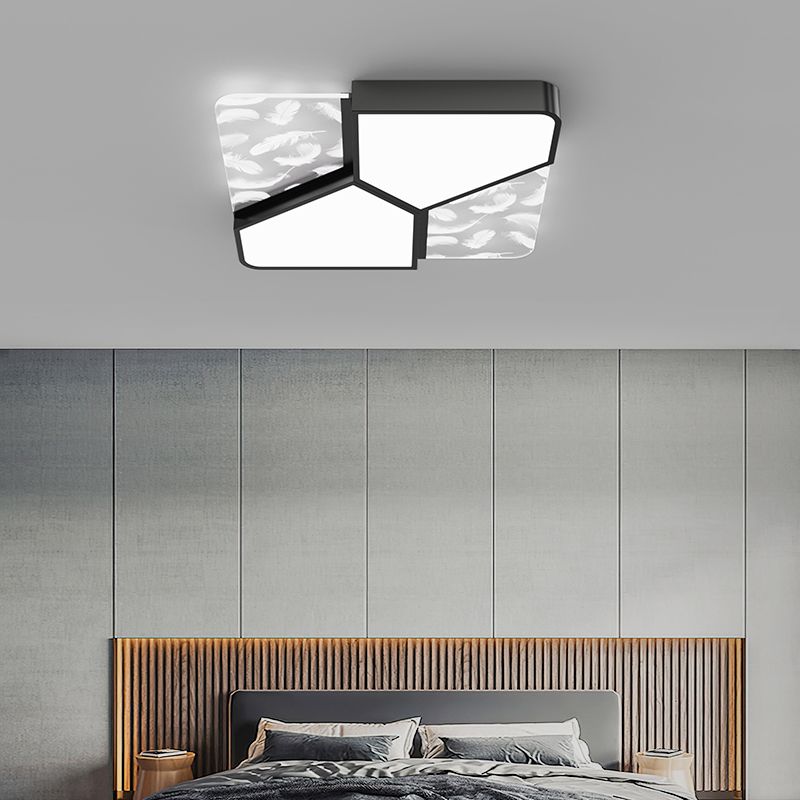 Lampada da soffitto quadrata a 4 luci Illuminazione da soffitto in metallo in stile moderno per soggiorno