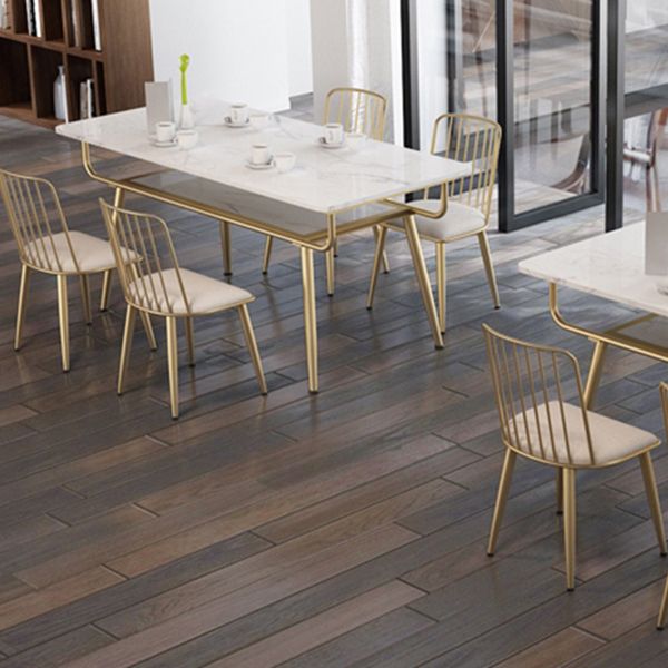Rectangle Marble Dining Site Table Traditional Luxury Dining Room Collection with 4-foot