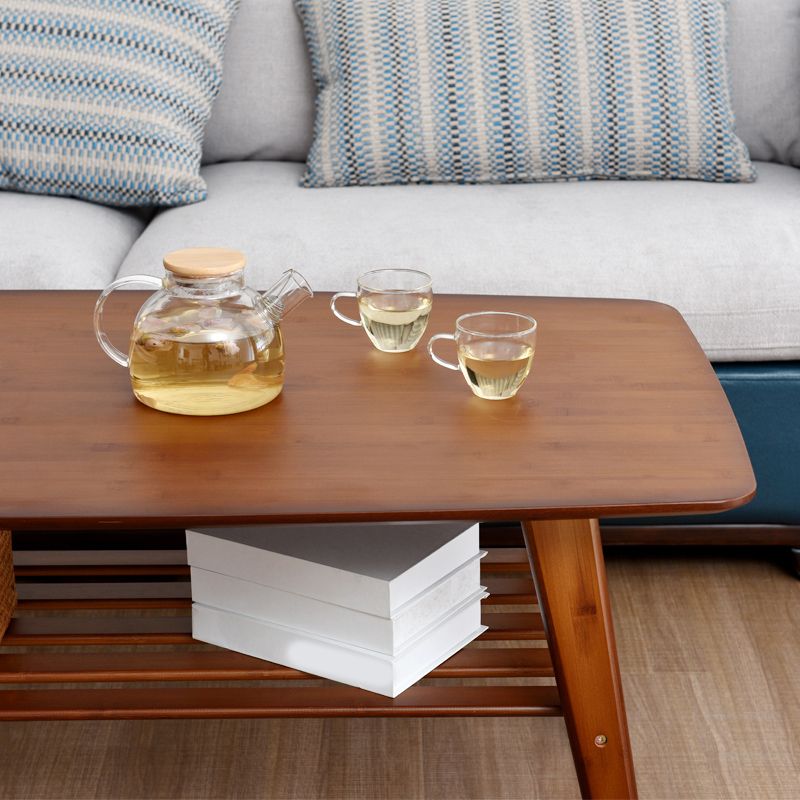 Rectangular Coffee Table with Walnut/wood-colored Top on 4-leg Base