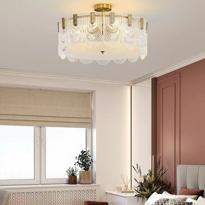 Modern Glass Ceiling Lamp Minimalist Flush Mount Light Fixture for Bedroom