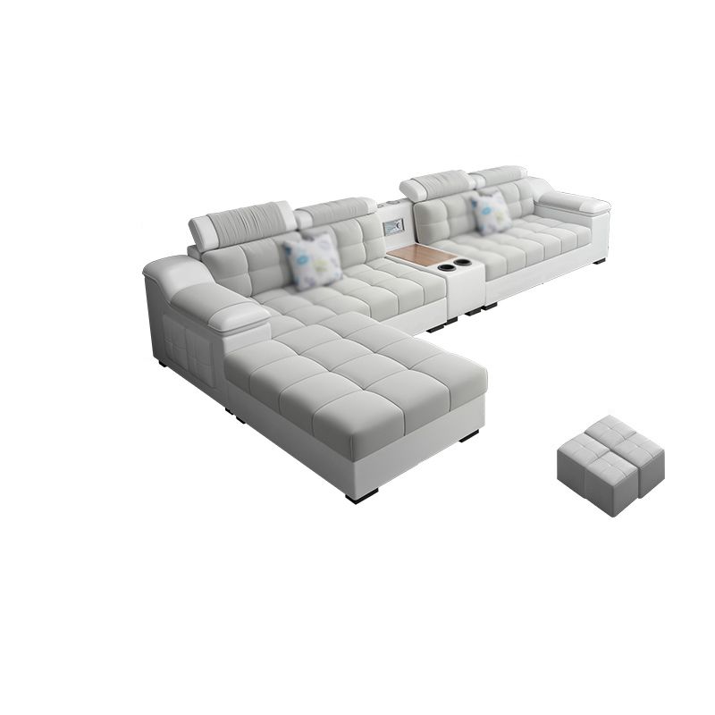 Contemporary Sofa Grey High Back Sloped Arms Sofa/Sectional for Living Room