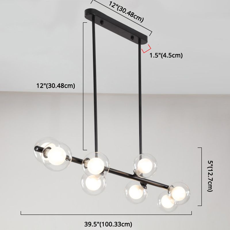 Orb Glass Shade Island Light Fixture Modern Style Metal Hanging Ceiling Lamp for Kitchen Dining Room