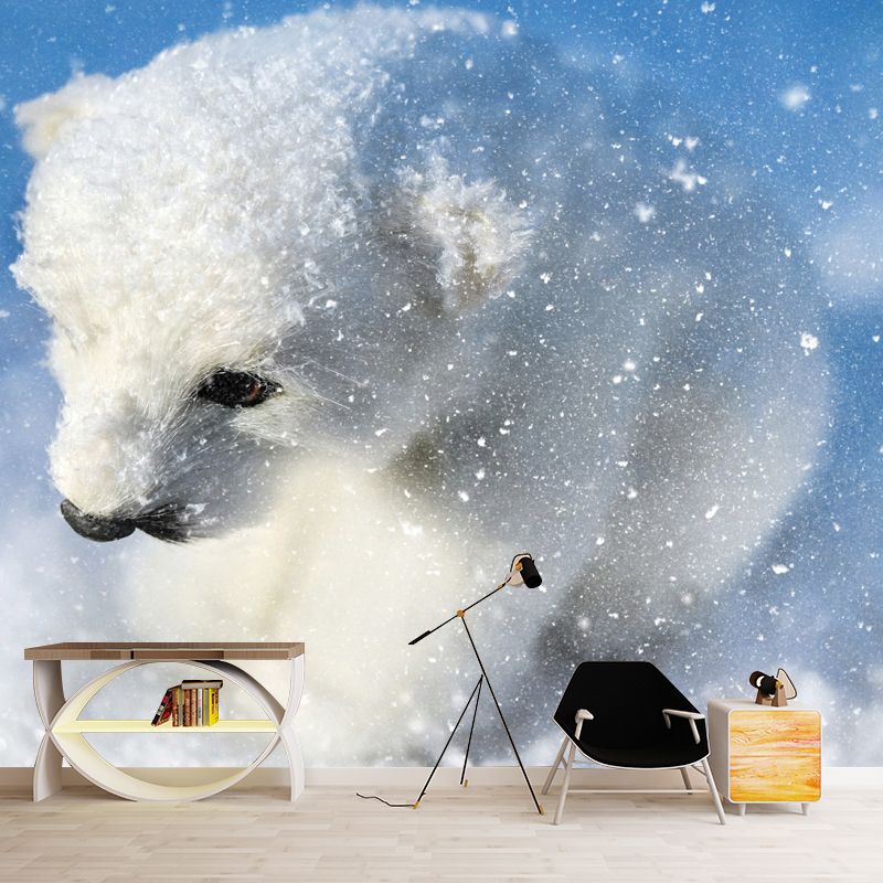 Polar Bear Mural Wallpaper for Accent Wall, Personalized Size Available