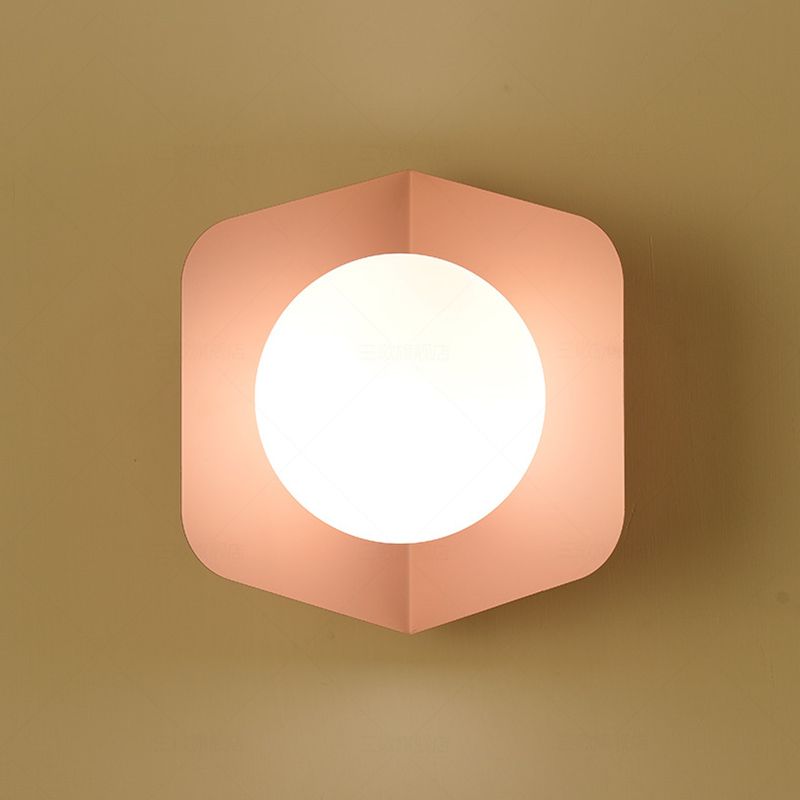 Metal colorido de lámpara de montura de montaje de montaje tono de vidrio 1 lámpara de pared de macarrón ligero apliques