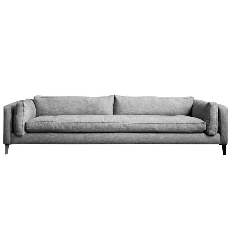 Modern Slipcovered Fabric Sofa 3-seater Tuxedo Arm Sofa in Gray