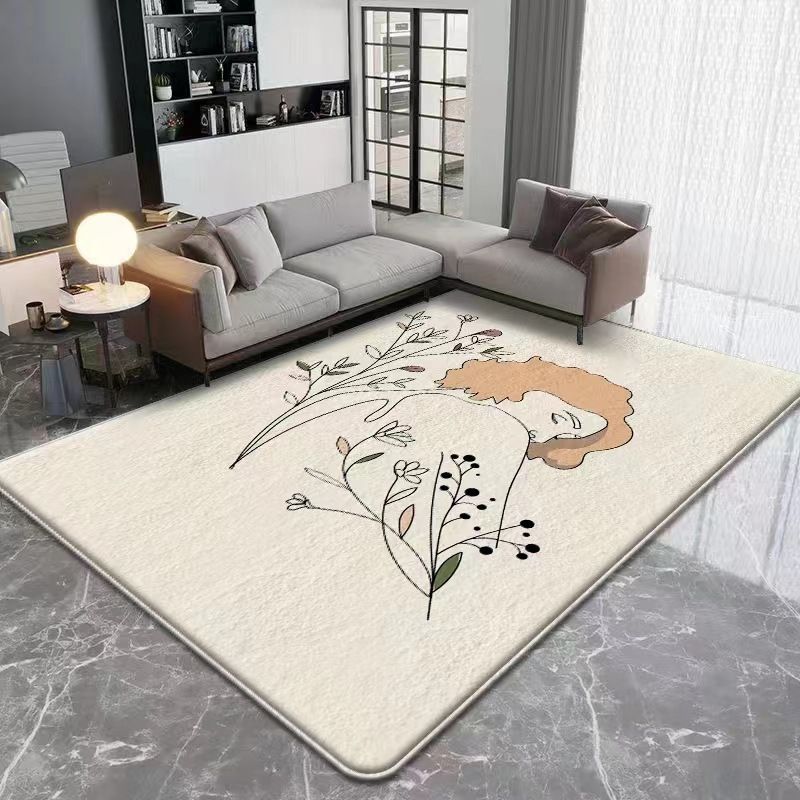 Creative Color Block Rug Polyester Indoor Rug Non-Slip Backing Carpet for Home Decoration
