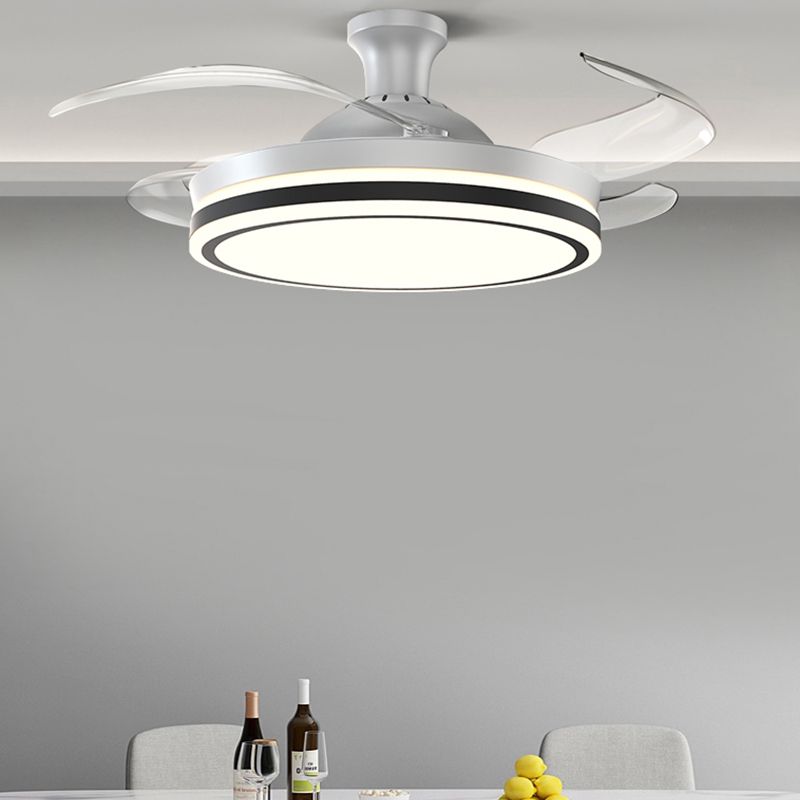 Modern LED Ceiling Fan Light Metal Stripes Semi Flush Mount LED Light