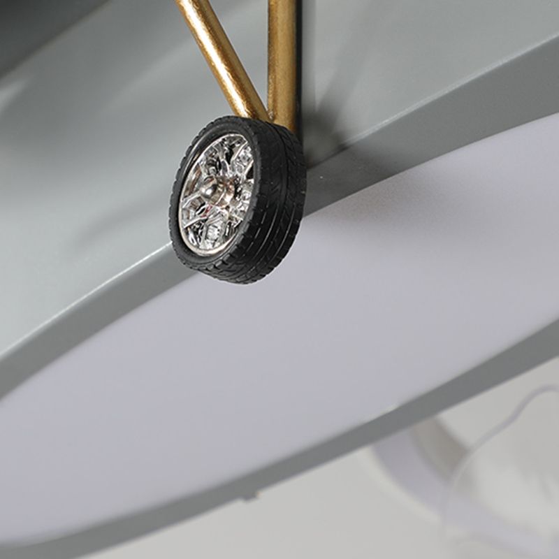 Kids LED Ceiling Fan Lamp Airplane Metal Fan Lighting in Grey for Bedroom