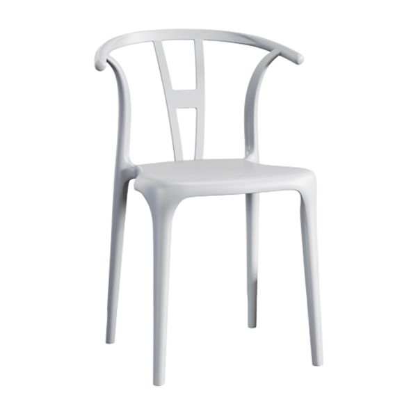 Contemporary Stacking Dining Side Chair in Plastic with Open Back