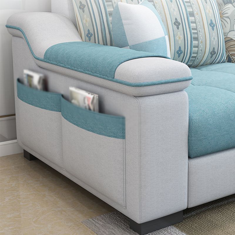 Sloped Arms Pillowed Back Cushions Storage Sectional Sofa with Chaise