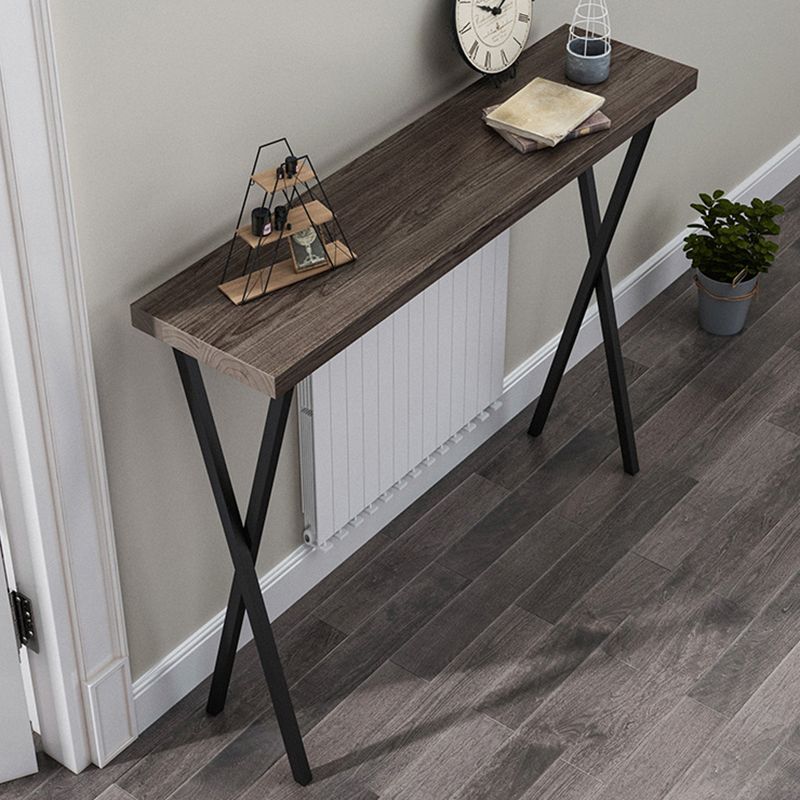Solid Wood Mid-Century Console Sofa Table X-base Console Table, 31.49" H