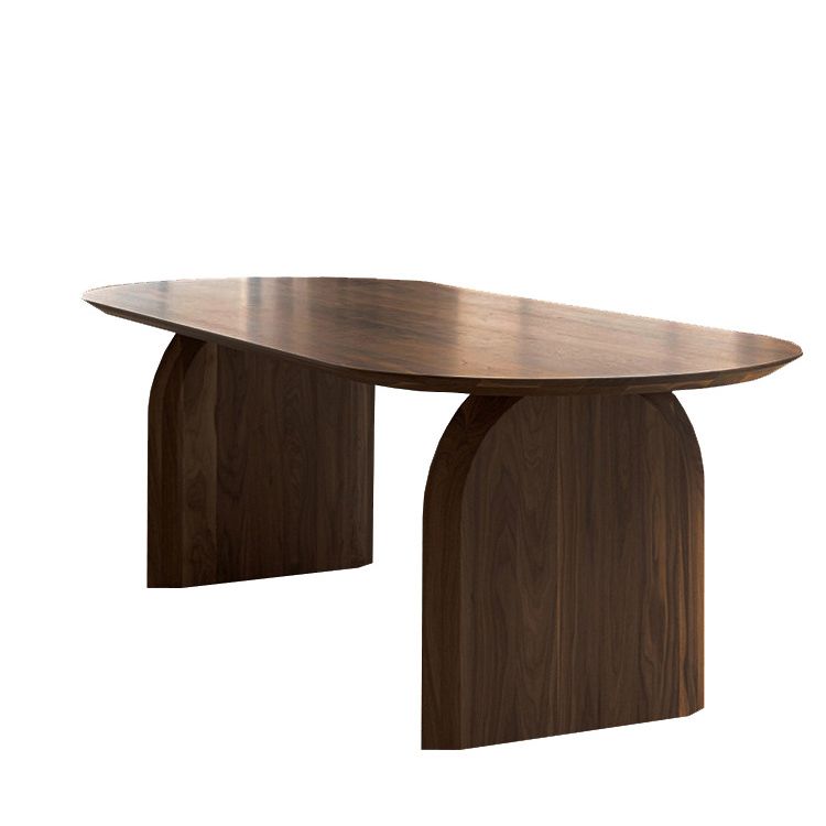 Pine Solid Wood Dining Table Modern Oval Dining Table with Double Pedestal