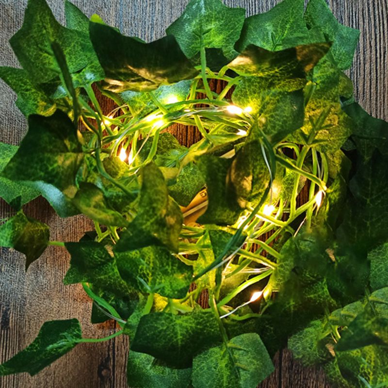 Green Maple Leaf Shaped String Lamp Decorative Plastic LED Festive Light