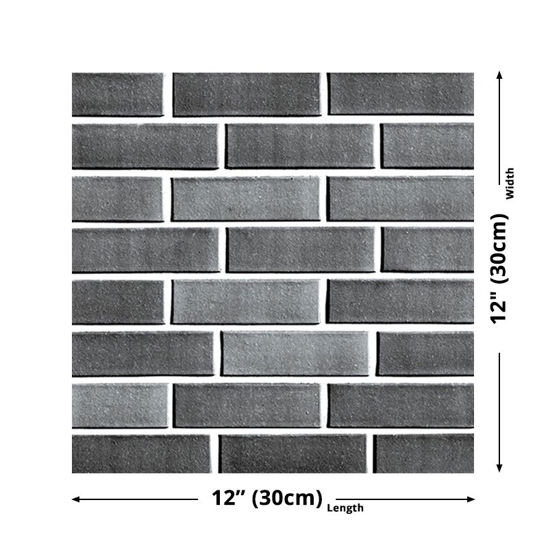 Grey Brick Wallpaper Panel Set Peel and Stick Rustic Corridor Wall Decor (4 Pieces)