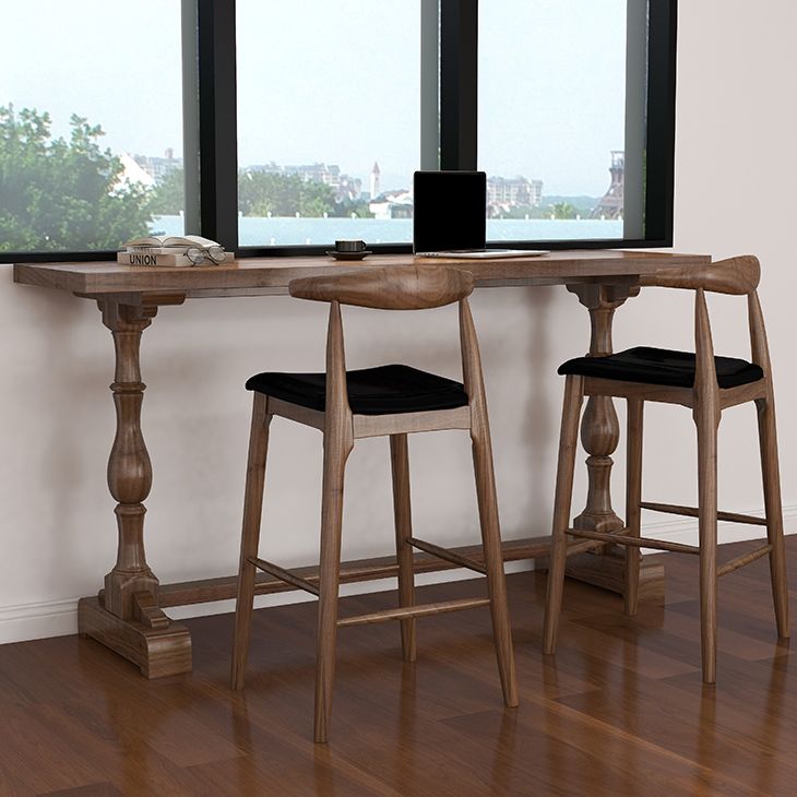 Brown 1/2/3 Pieces Pub Dining Set Solid Wood Table and Stool Set